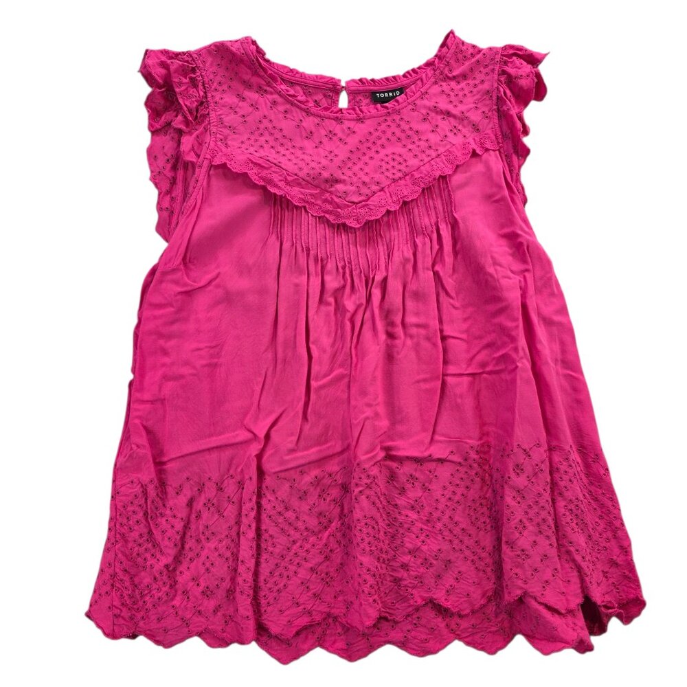 Torrid Eyelet Embroidered Sleeveless Top Sweetheart‎ Babydoll Flutter Cap Sleeve